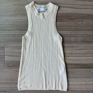 NWOT ZARA Ecru Wool Stretch Tank Top Cami Size Small